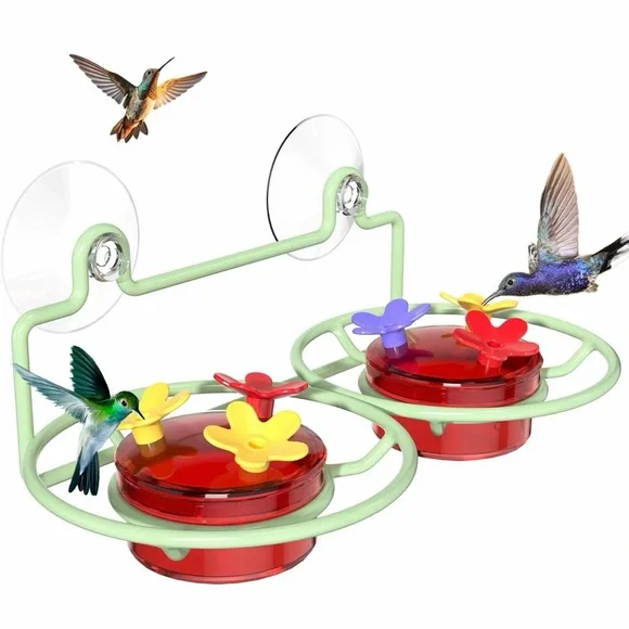 Hummingbird Feeder with Red and Yellow Flowers - Picture 2 of 9
